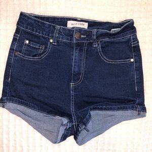 High waisted stretch jean shorts zipper closure